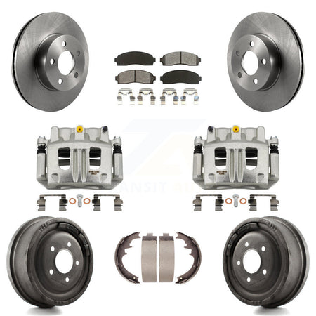Front Rear Brake Caliper Rotors Drums Semi-Metallic Pads Kit (8Pc) For Ford Ranger Mazda KC8-100781S