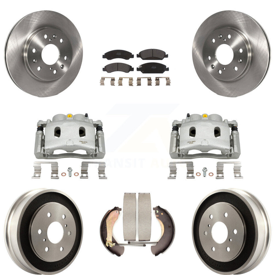 Front Rear Brake Caliper Rotors Drum Semi-Metallic Pads Kit (8Pc) For Chevrolet GMC 1500 KC8-100782P