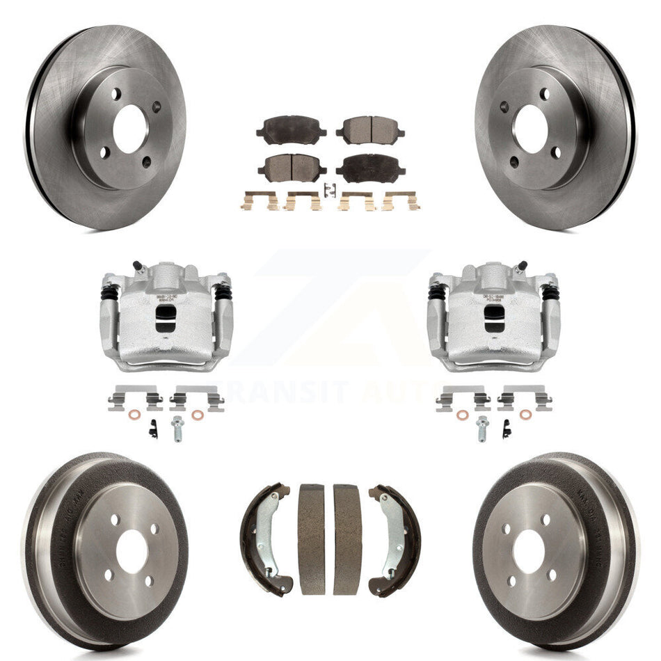 Front Rear Disc Brake Caliper Rotors Drum Ceramic Pad Kit (8Pc) For Saturn Ion Chevrolet KC8-100782T