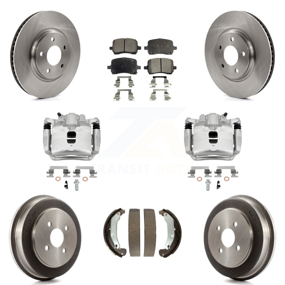 Front Rear Brake Caliper Rotors Drum Ceramic Pad Kit (8Pc) For 2006 Pontiac Pursuit 2.2L KC8-100783T