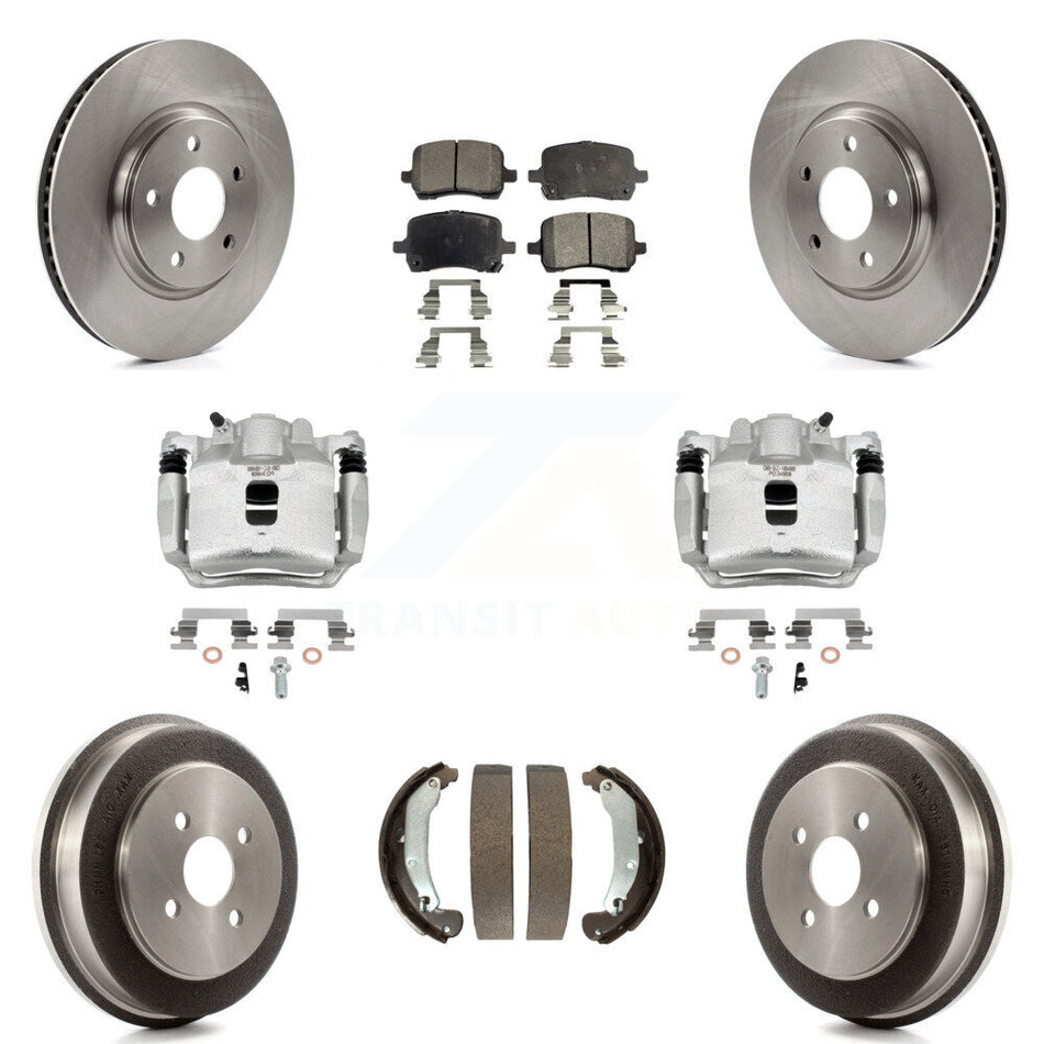 Front Rear Brake Caliper Rotors Drum Ceramic Pad Kit (8Pc) For 2006 Pontiac Pursuit 2.2L KC8-100783T