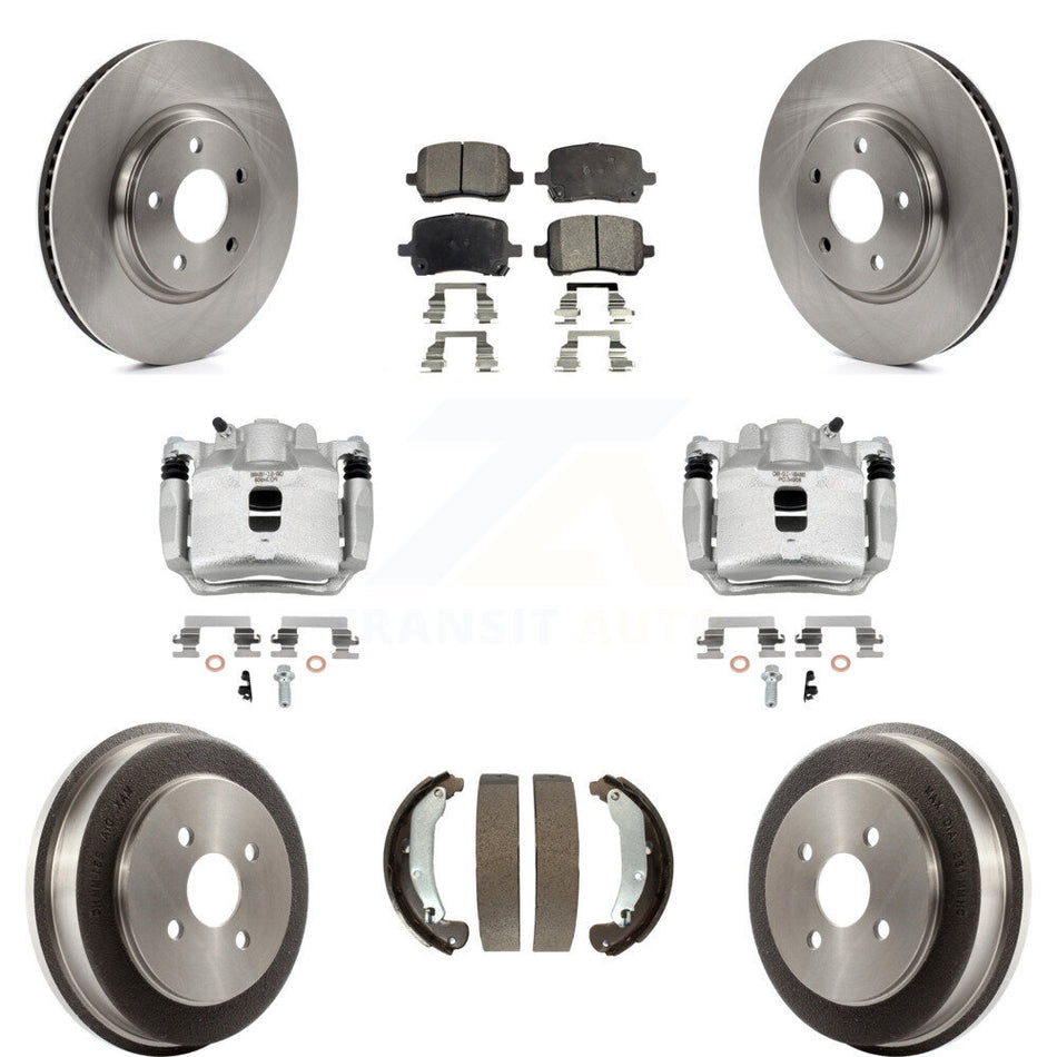Front Rear Brake Caliper Rotors Drum Ceramic Pad Kit (8Pc) For 2006 Pontiac Pursuit 2.2L KC8-100783T