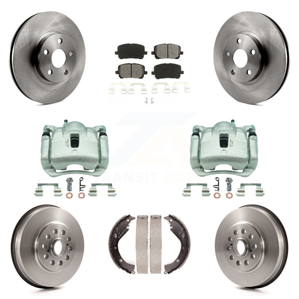 Front Rear Brake Caliper Rotors Drum Semi-Metallic Pads Kit (8Pc) For Toyota Matrix Vibe KC8-100784S