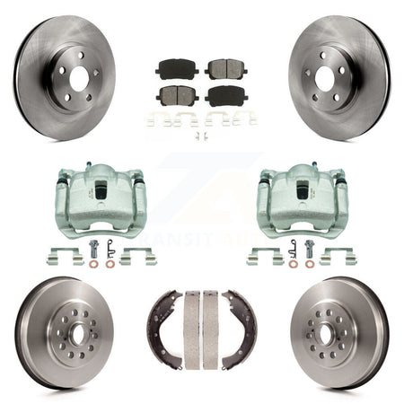 Front Rear Brake Caliper Rotors Drum Semi-Metallic Pads Kit (8Pc) For Toyota Matrix Vibe KC8-100784S