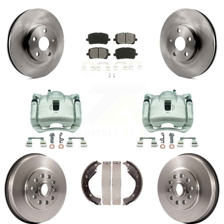 Front Rear Brake Caliper Rotors Drum Semi-Metallic Pads Kit (8Pc) For Toyota Matrix Vibe KC8-100784S