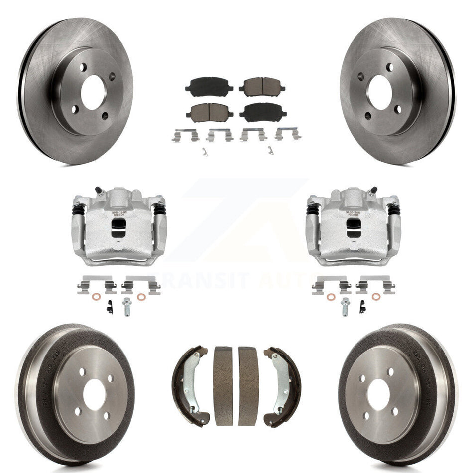 Front Rear Disc Brake Caliper Rotors Drum Ceramic Pad Kit (8Pc) For Saturn Ion Chevrolet KC8-100785C