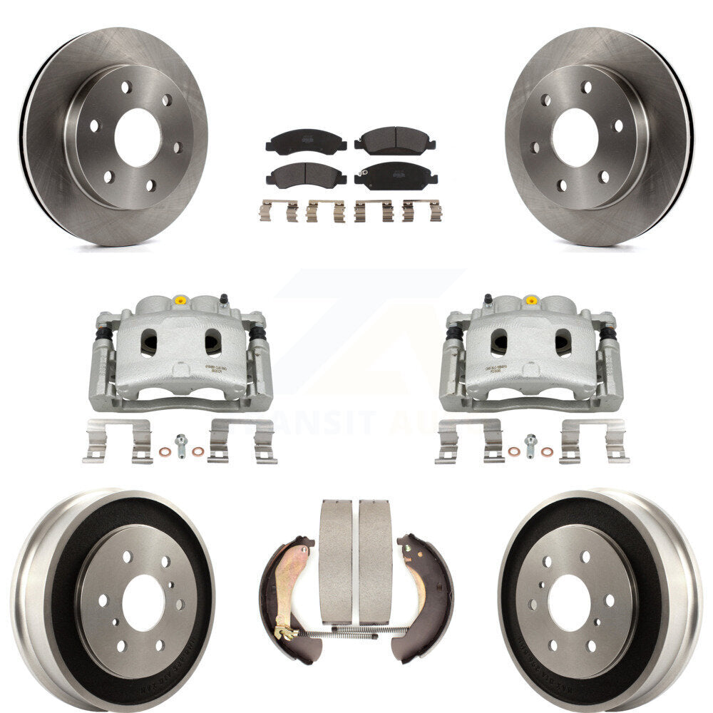 Front Rear Disc Brake Caliper Rotor Drum Semi-Metallic Pad Kit (8Pc) For GMC Sierra 1500 KC8-100785P