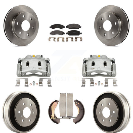 Front Rear Disc Brake Caliper Rotor Drum Semi-Metallic Pad Kit (8Pc) For GMC Sierra 1500 KC8-100785P