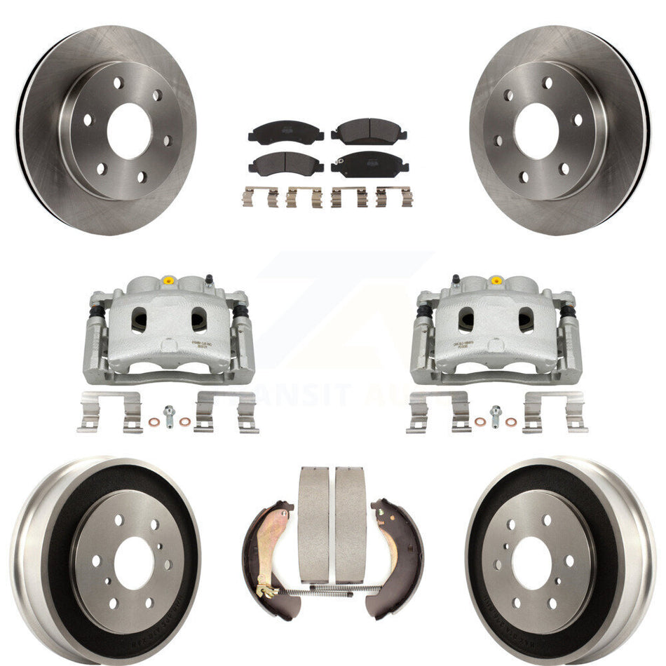 Front Rear Disc Brake Caliper Rotor Drum Semi-Metallic Pad Kit (8Pc) For GMC Sierra 1500 KC8-100785P