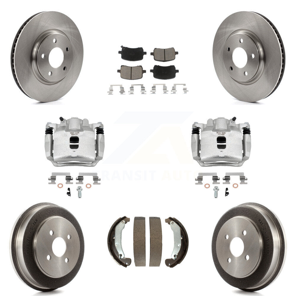 Front Rear Brake Caliper Rotors Drum Ceramic Pad Kit (8Pc) For 2006 Pontiac Pursuit 2.2L KC8-100786C