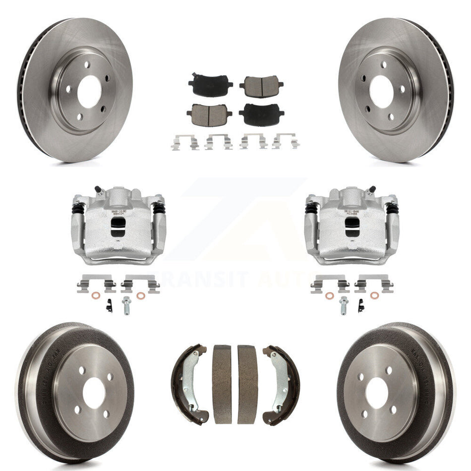 Front Rear Brake Caliper Rotors Drum Ceramic Pad Kit (8Pc) For 2006 Pontiac Pursuit 2.2L KC8-100786C