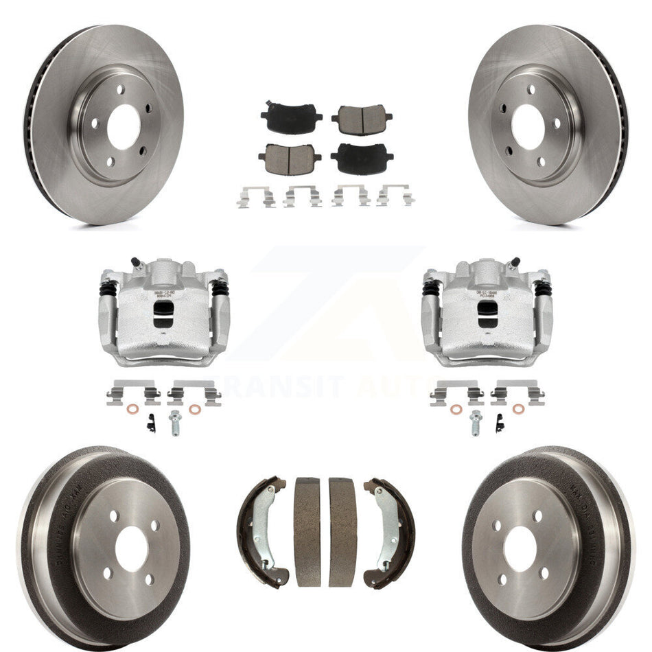 Front Rear Brake Caliper Rotors Drum Ceramic Pad Kit (8Pc) For 2006 Pontiac Pursuit 2.2L KC8-100786C