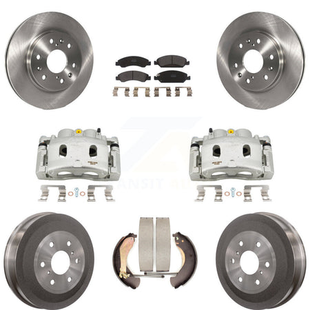 Front Rear Brake Caliper Rotors Drum Semi-Metallic Pad Kit (8Pc) For Chevrolet Silverado KC8-100786P