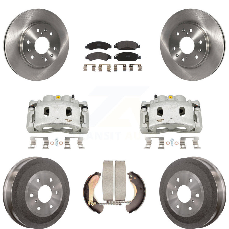 Front Rear Brake Caliper Rotors Drum Semi-Metallic Pad Kit (8Pc) For Chevrolet Silverado KC8-100786P
