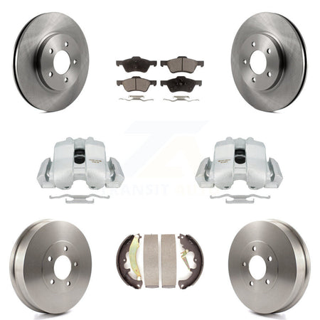 Front Rear Disc Brake Caliper Rotors Drums Semi-Metallic Pads Kit (8Pc) For Ford Escape Mercury Mariner KC8-100789P by Transit Auto