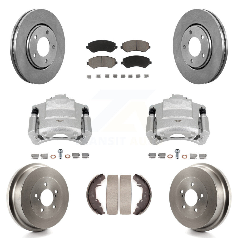 Front Rear Brake Caliper Rotor Drum Ceramic Pad Kit (8Pc) For Dodge Caravan Grand Town & KC8-100790C