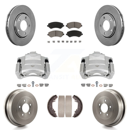 Front Rear Brake Caliper Rotor Drum Ceramic Pad Kit (8Pc) For Dodge Caravan Grand Town & KC8-100790C