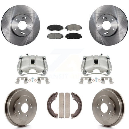 Front Rear Disc Brake Caliper Rotors Drums Semi-Metallic Pads Kit (8Pc) For 2011 Honda Civic GX with 1.8L KC8-100792S by Transit Auto