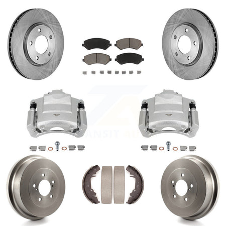 Front Rear Disc Brake Caliper Rotors Drum Ceramic Pads Kit (8Pc) For Dodge Grand Caravan KC8-100793C
