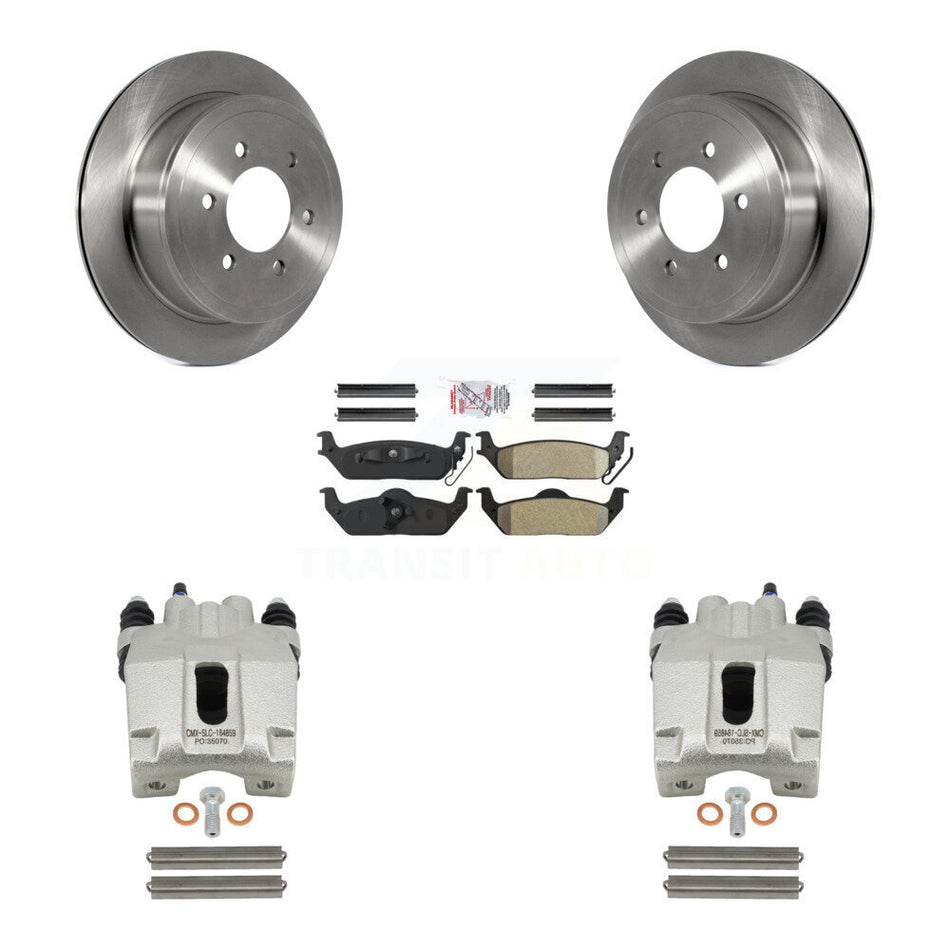 Rear Disc Brake Caliper Rotors And Semi-Metallic Pads Kit For Ford F-150 Lincoln Mark LT KC8-100793N