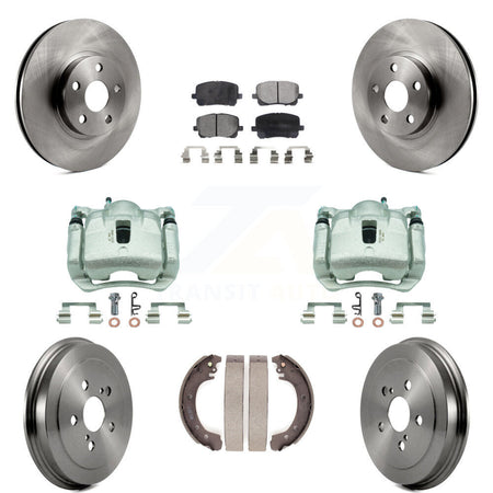 Front Rear Disc Brake Caliper Rotors Drum Semi-Metallic Pad Kit (8Pc) For Toyota Corolla KC8-100793P