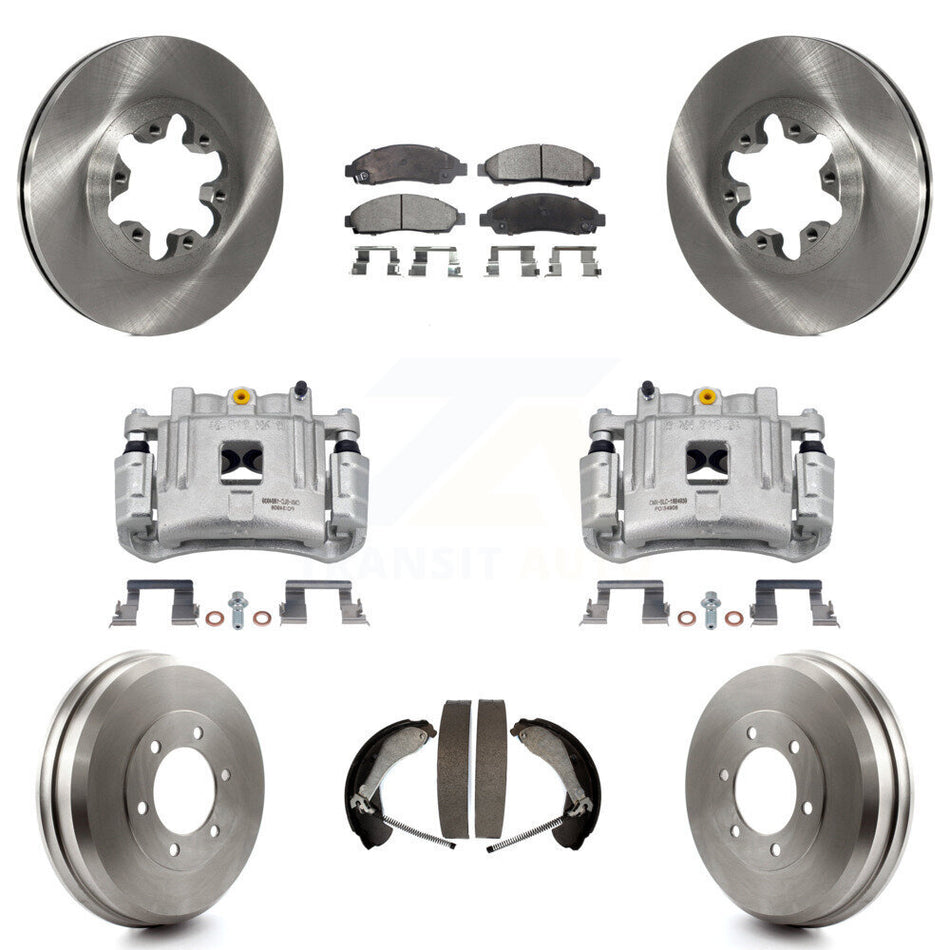 Front Rear Brake Caliper Rotors Drums Ceramic Pads Kit (8Pc) For Chevrolet Colorado GMC KC8-100794T