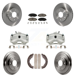 Front Rear Disc Brake Caliper Rotors Drums Ceramic Pads Kit (8Pc) For Honda Civic KC8-100796C