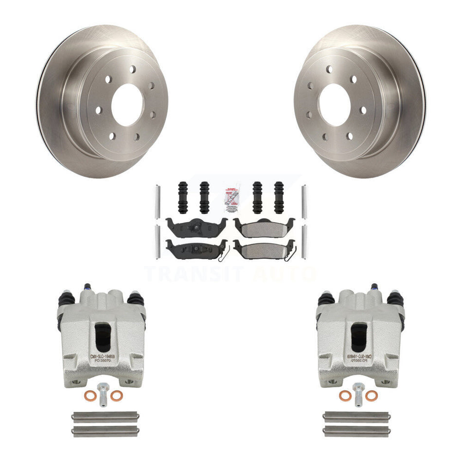 Rear Disc Brake Caliper Rotors And Semi-Metallic Pads Kit For Ford F-150 Lincoln Mark LT KC8-100796N