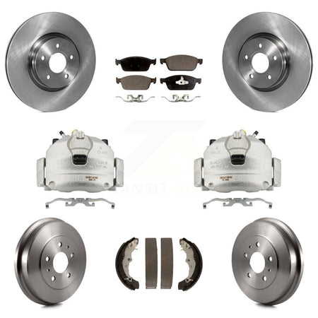 Front Rear Brake Caliper Rotors Drum Semi-Metallic Pad Kit (8Pc) For 13-18 Ford Focus ST KC8-100796P