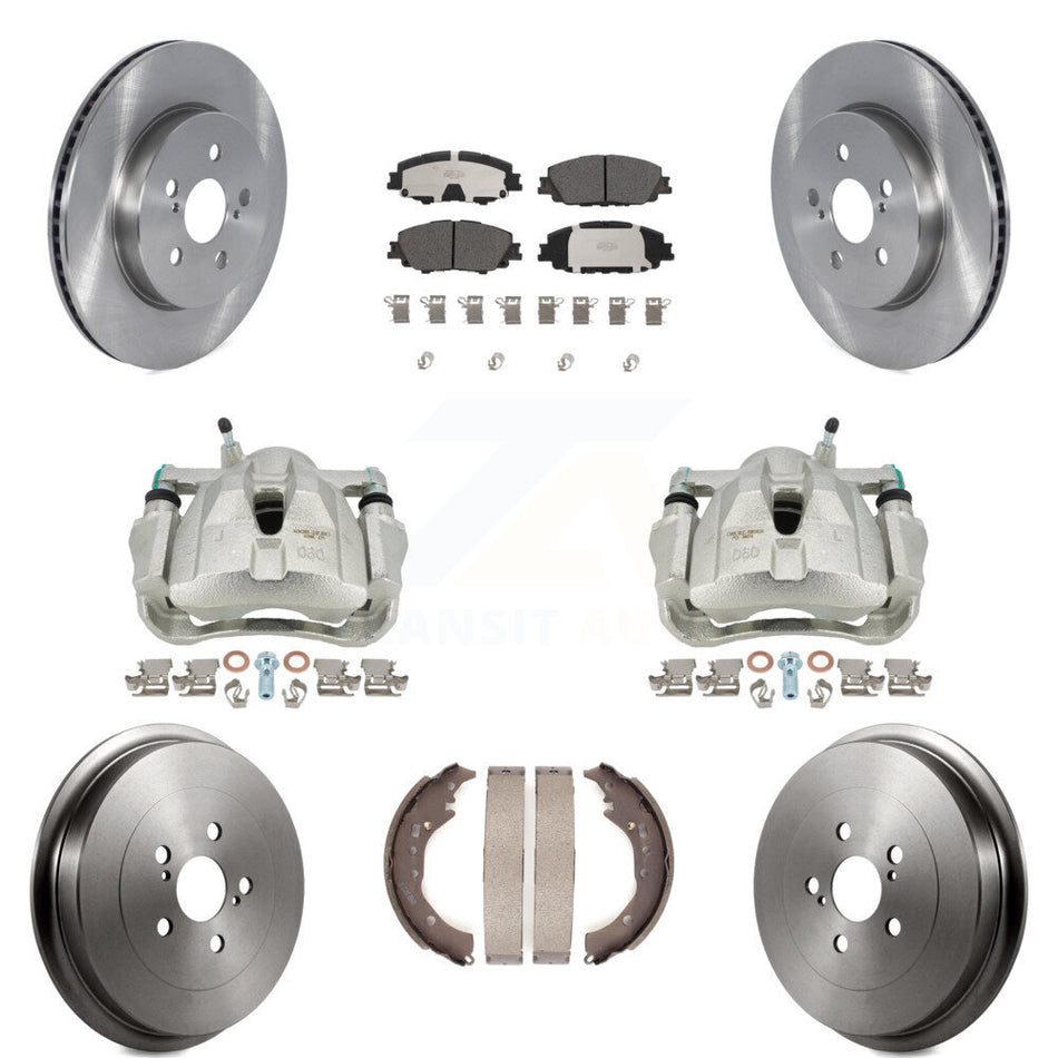 Front Rear Disc Brake Caliper Rotors Drums Ceramic Pads Kit (8Pc) For 2019 Toyota Corolla 2.0L KC8-100796T by Transit Auto