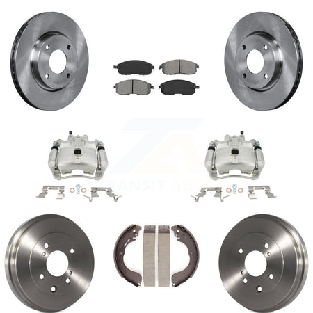 Front Rear Disc Brake Caliper Rotors Drums Semi-Metallic Pads Kit (8Pc) For Nissan Sentra KC8-100798S by Transit Auto