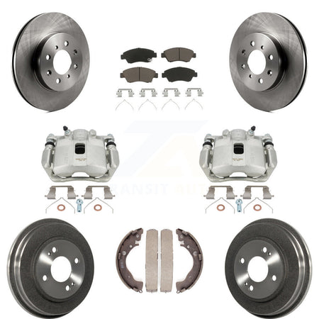 Front Rear Disc Brake Caliper Rotors Drums Ceramic Pads Kit (8Pc) For Honda Fit KC8-100799C by Transit Auto