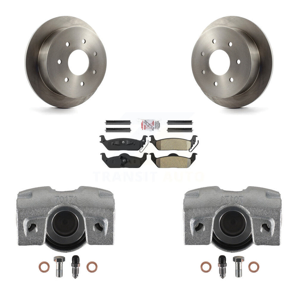 Rear Disc Brake Caliper Rotors And Semi-Metallic Pads Kit For 2004 Ford F-150 With 7 Lug Wheels KC8-100799N by Transit Auto