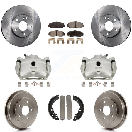 Front Rear Brake Caliper Rotors Drums Ceramic Pads Kit (8Pc) For 2007 Honda Accord 2.4L KC8-100799T