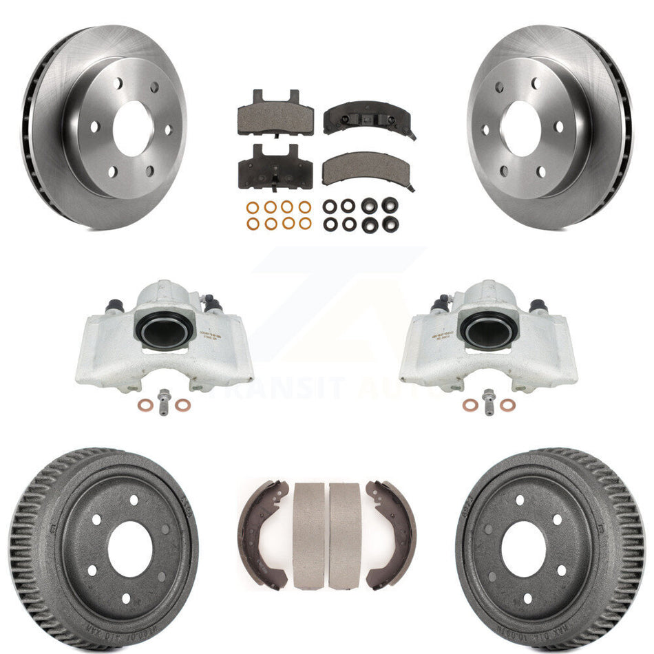 Front Rear Disc Brake Caliper Rotors Drums Semi-Metallic Pads Kit (8Pc) For Chevrolet K1500 GMC Yukon Blazer KC8-100800P