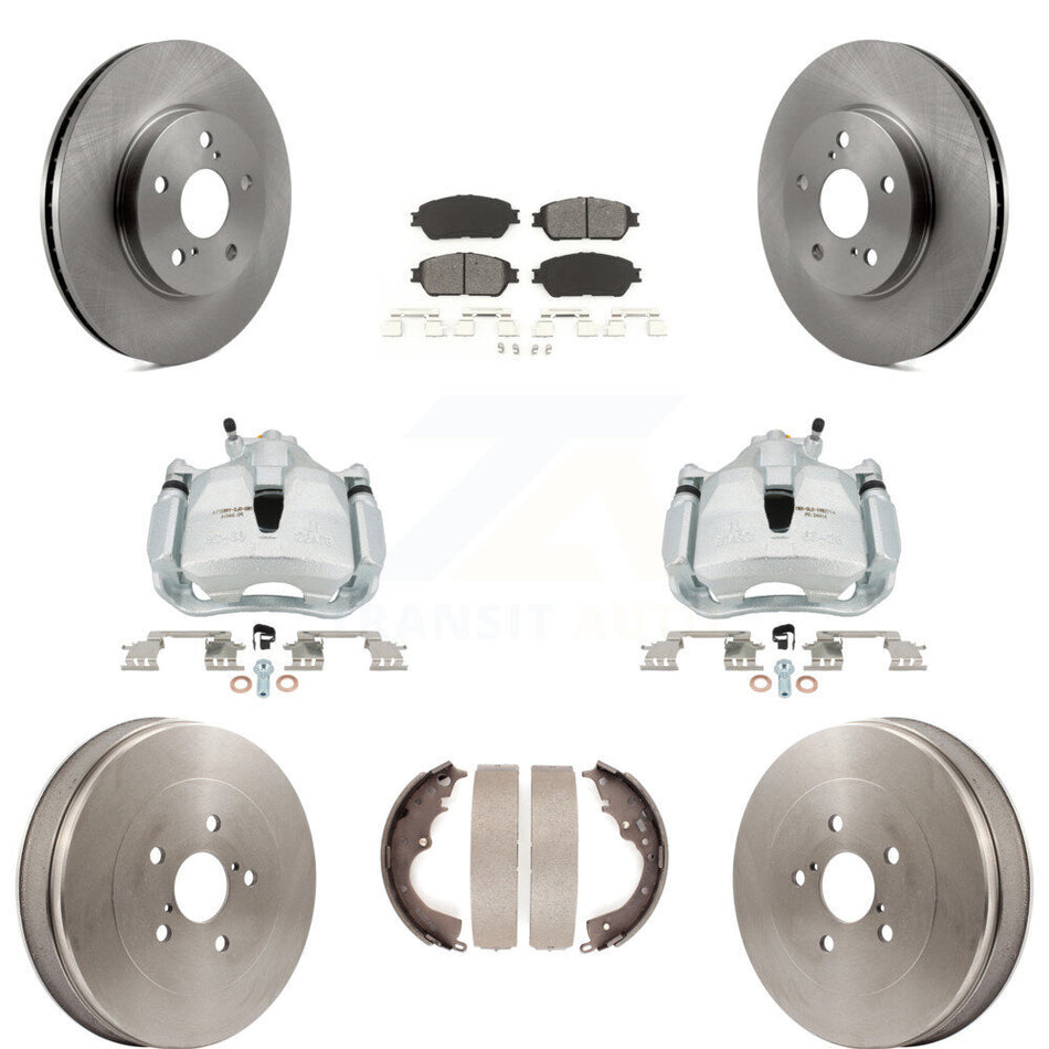 Front Rear Brake Caliper Rotors Drum Semi-Metallic Pad Kit (8Pc) For 04-10 Toyota Sienna KC8-100801S