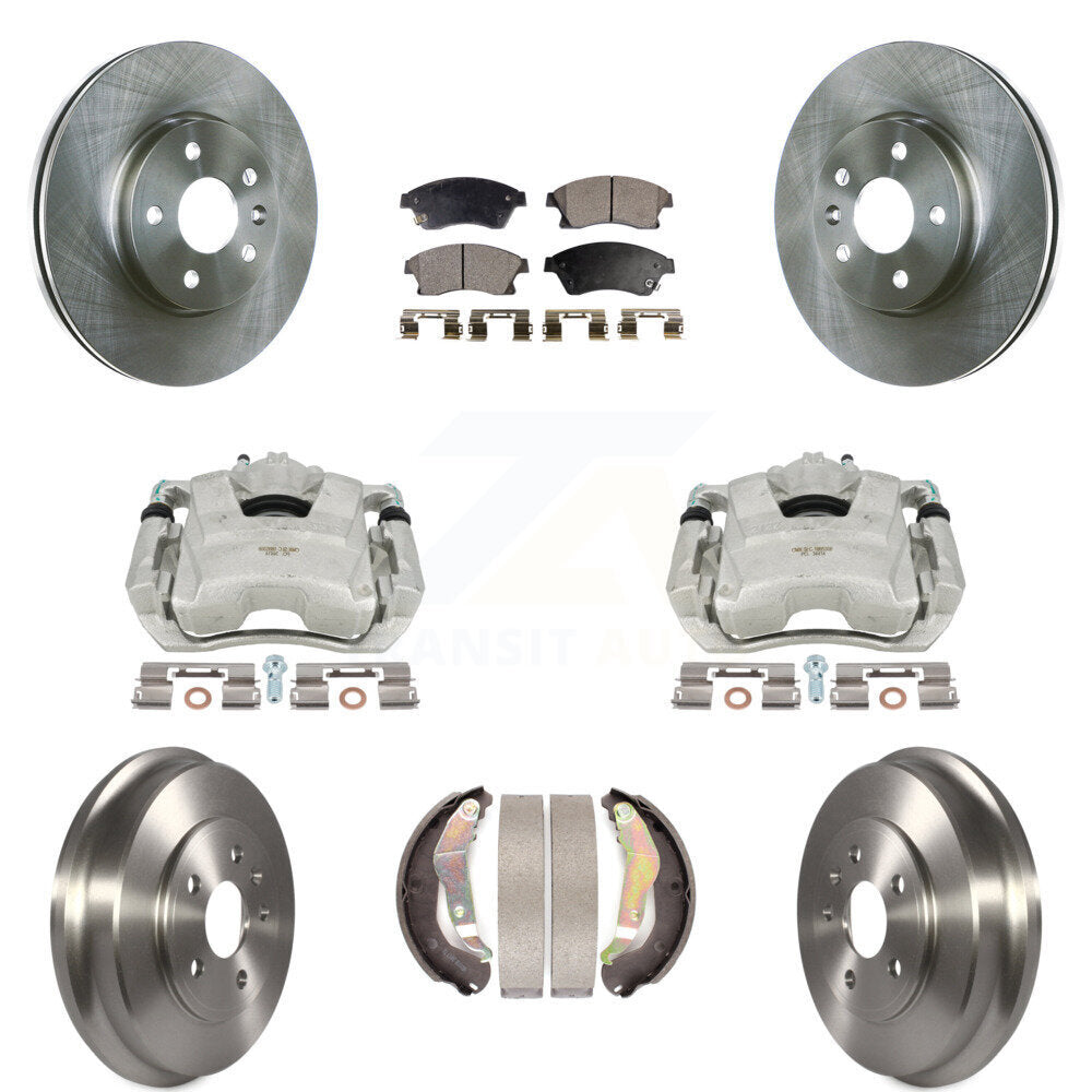 Front Rear Disc Brake Caliper Rotors Drums Ceramic Pads Kit (8Pc) For Chevrolet Sonic KC8-100801T by Transit Auto