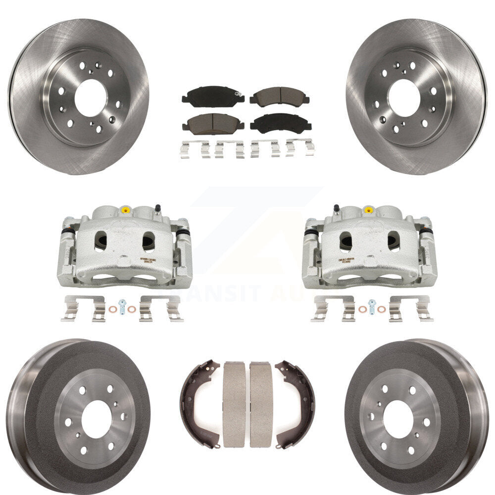 Front Rear Brake Caliper Rotors Drum Ceramic Pad Kit (8Pc) For GMC Sierra 1500 Chevrolet KC8-100802C