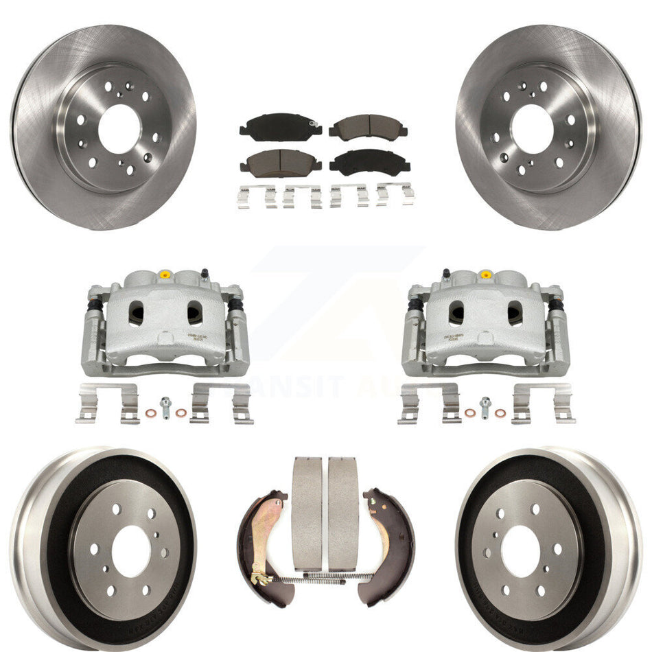 Front Rear Brake Caliper Rotors Drums Ceramic Pads Kit (8Pc) For Chevrolet GMC Silverado KC8-100803C