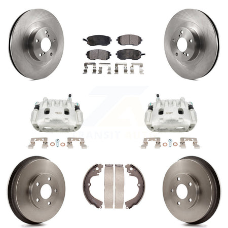 Front Rear Disc Brake Caliper Rotor Drum Semi-Metallic Pad Kit (8Pc) For Subaru Forester KC8-100803P