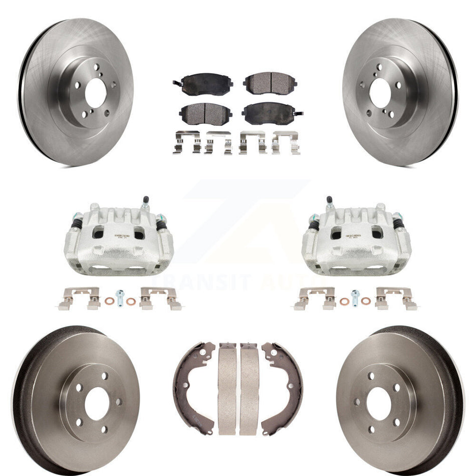 Front Rear Disc Brake Caliper Rotor Drum Semi-Metallic Pad Kit (8Pc) For Subaru Forester KC8-100803P
