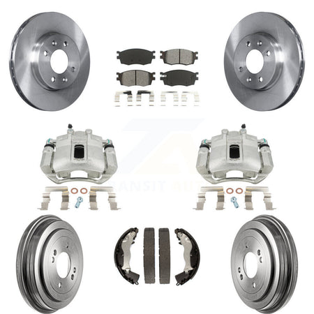 Front Rear Disc Brake Caliper Rotors Drums Semi-Metallic Pads Kit (8Pc) For Hyundai Accent Kia Rio Rio5 KC8-100803S by Transit Auto