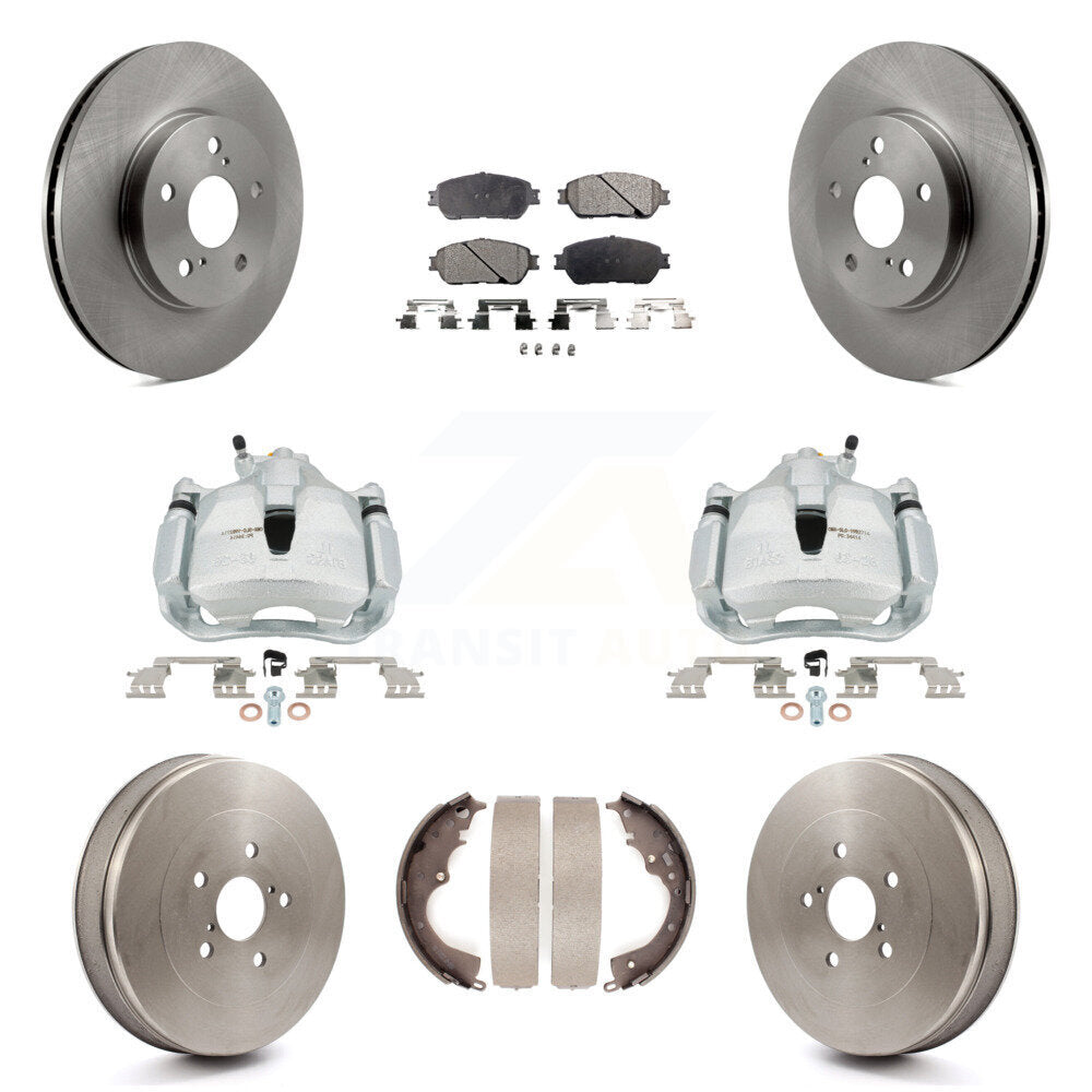 Front Rear Brake Caliper Rotors Drums Ceramic Pads Kit (8Pc) For 2004-2010 Toyota Sienna KC8-100803T