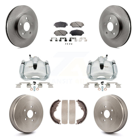 Front Rear Brake Caliper Rotors Drums Ceramic Pads Kit (8Pc) For 2004-2010 Toyota Sienna KC8-100803T