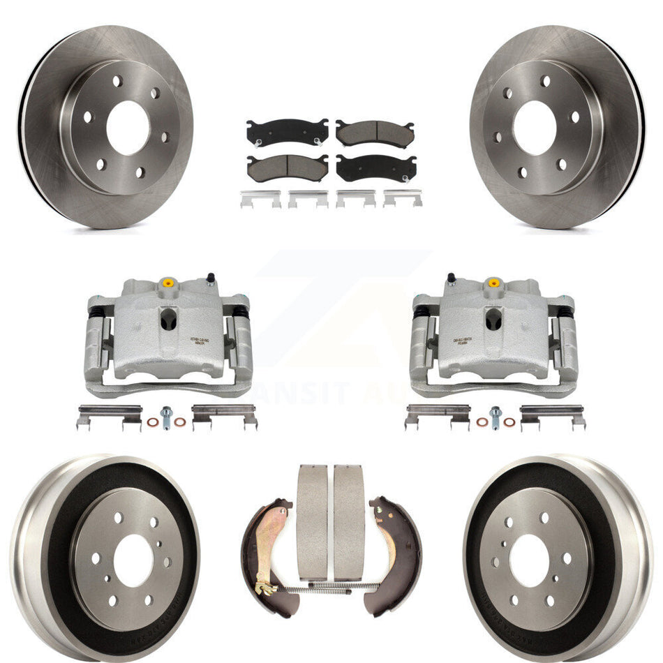 Front Rear Disc Brake Caliper Rotors Drums Ceramic Pads Kit (8Pc) For Chevrolet Silverado 1500 GMC Sierra Classic KC8-100804C
