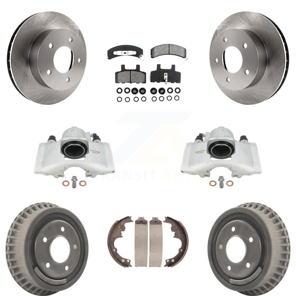 Front Rear Disc Brake Caliper Rotors Drums Semi-Metallic Pads Kit (8Pc) For 1990-2002 Chevrolet Astro GMC Safari AWD KC8-100804S