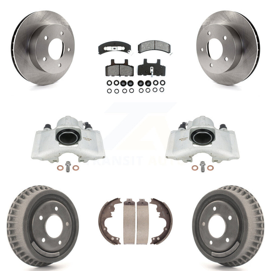 Front Rear Disc Brake Caliper Rotors Drums Semi-Metallic Pads Kit (8Pc) For 1990-2002 Chevrolet Astro GMC Safari AWD KC8-100804S