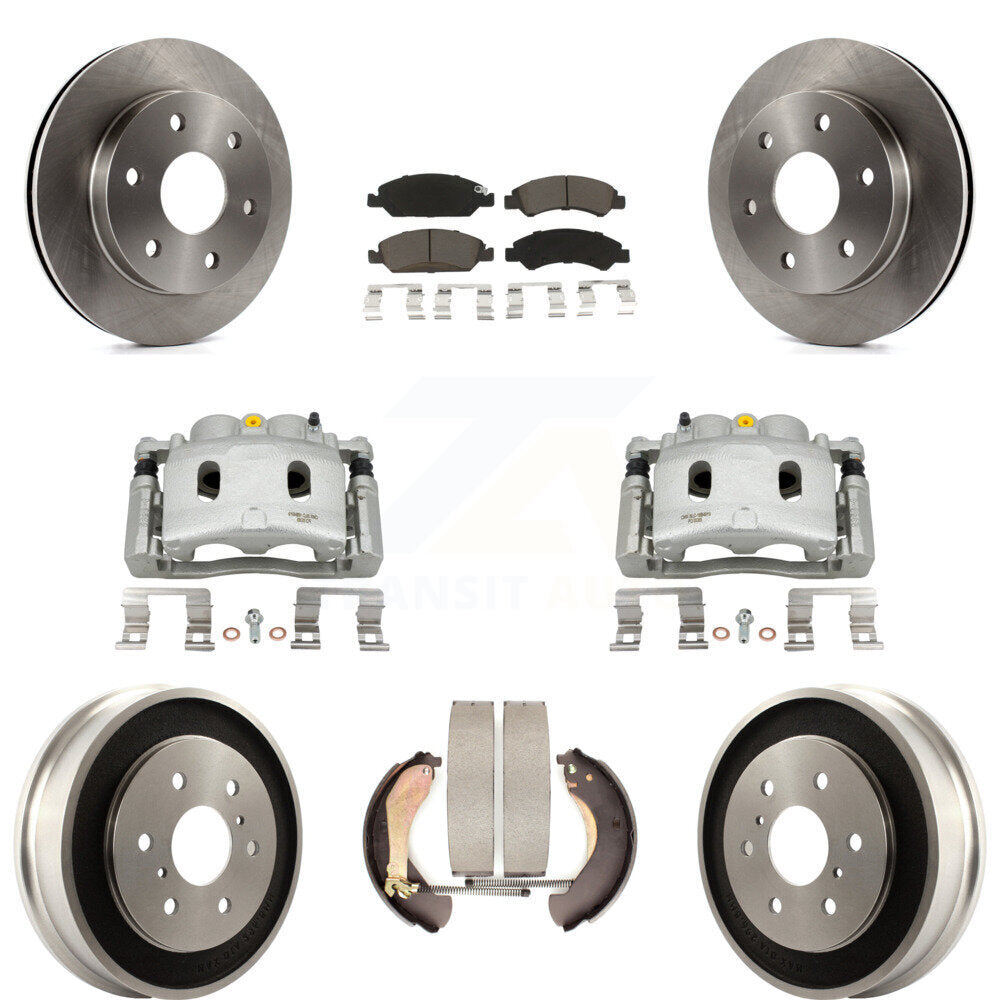 Front Rear Disc Brake Caliper Rotors Drums Ceramic Pads Kit (8Pc) For GMC Sierra 1500 KC8-100806C
