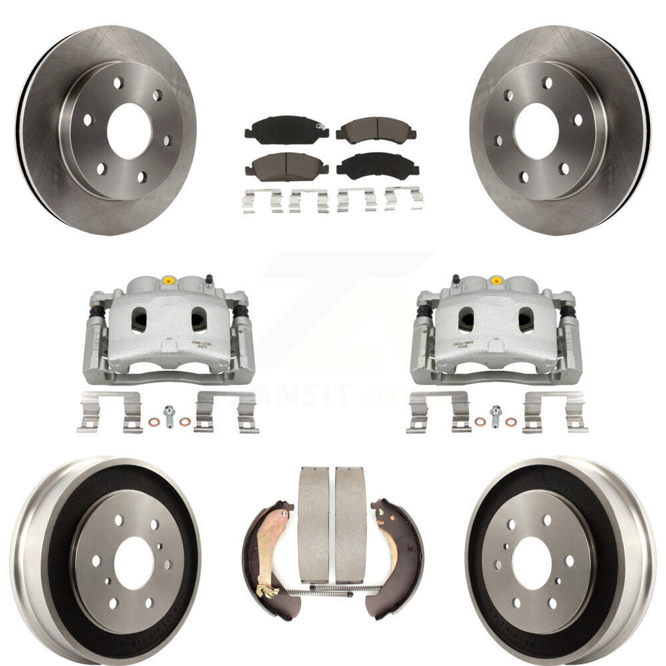 Front Rear Disc Brake Caliper Rotors Drums Ceramic Pads Kit (8Pc) For GMC Sierra 1500 KC8-100806C