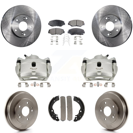 Front Rear Brake Caliper Rotors Drums Semi-Metallic Pads Kit (8Pc) For Honda Fit Accord KC8-100807P